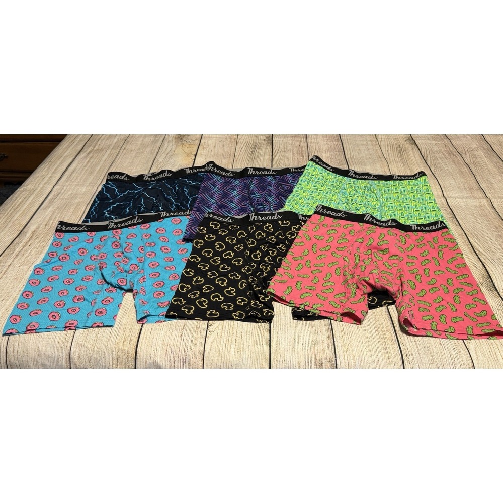 Lot of 6 THREADS NWOT Boxer Briefs Sz L Pickle Donut Rubber Duck Bright Tub4